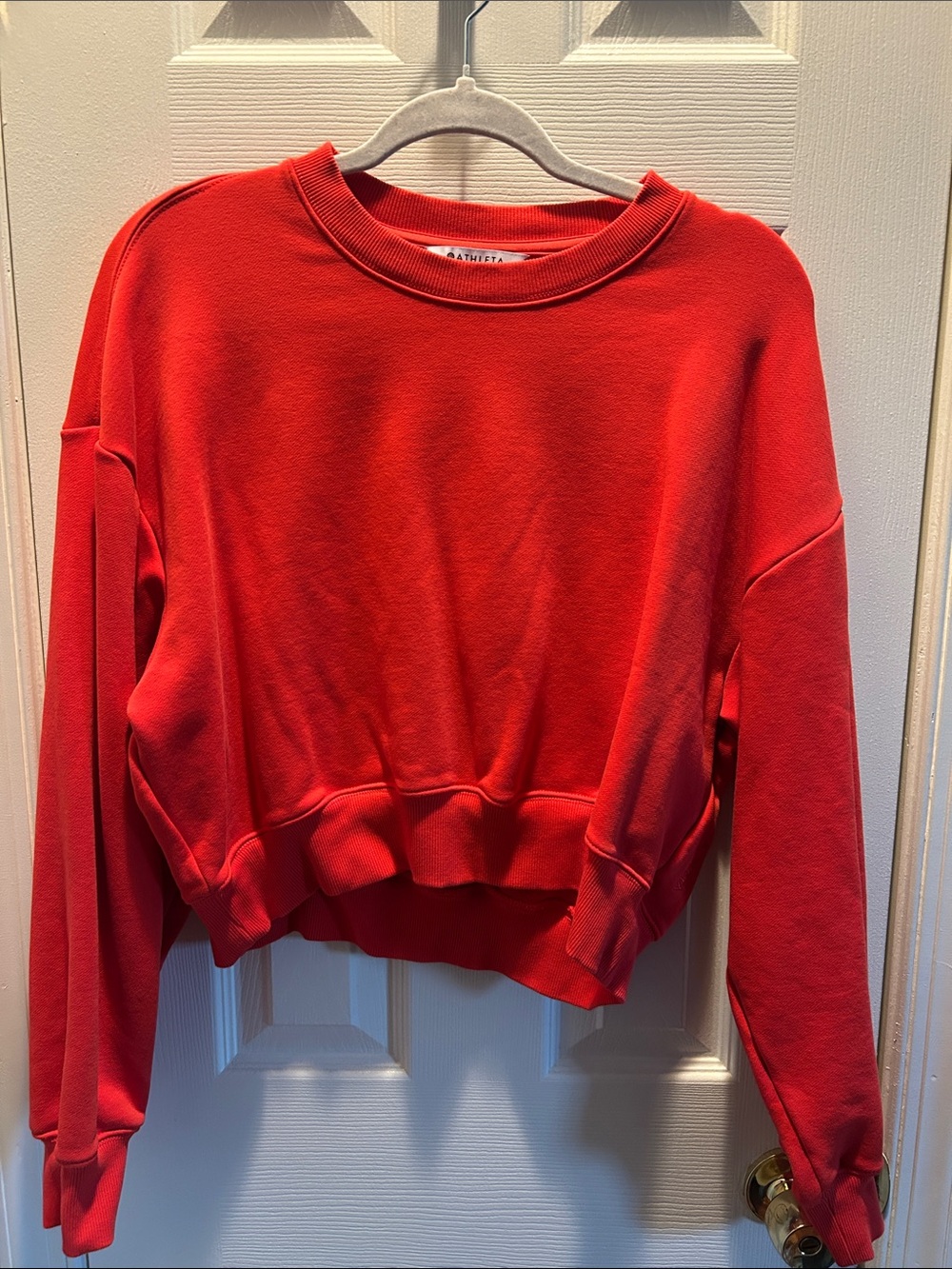 Athleta Vibrant Red Boxy Cropped Sweatshirt
